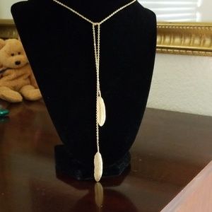 Gold feather rope necklace